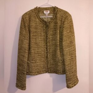 Talbots women's tweed jacket Size 16 green brown gold multicolor